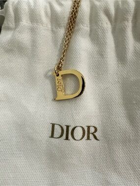 Christian Dior Gold 'D' Initial Pendant Necklace